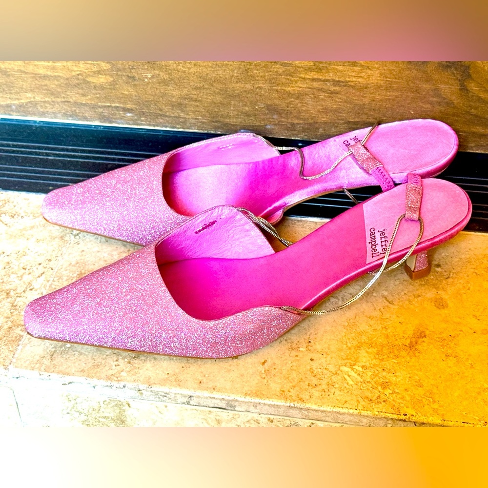 Sparkly Pink Heels with Kitten Heel and D'Orsay Cut